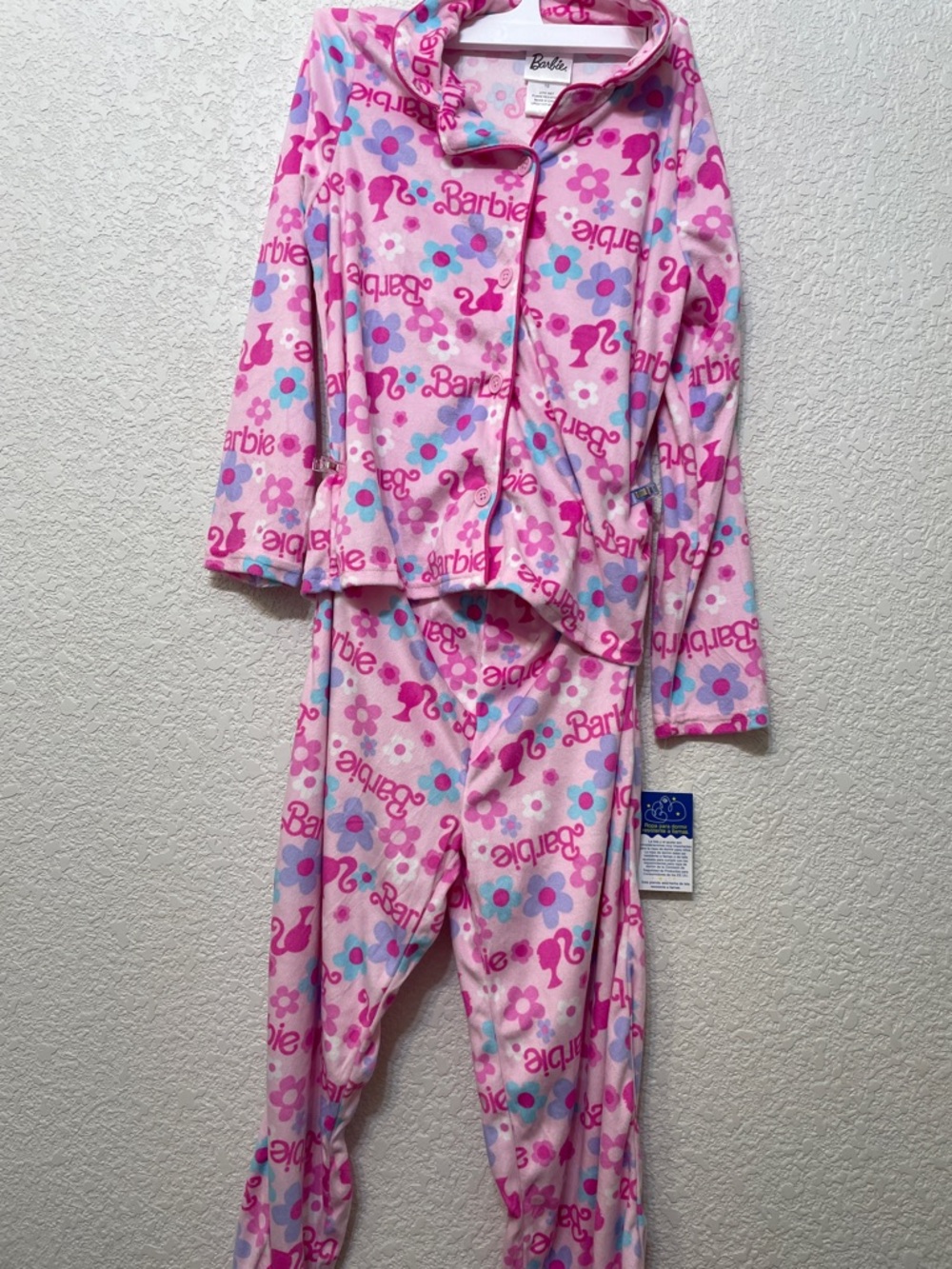 Barbie Pink Multicolor Floral Logo Pajama Set